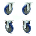 Service Caster 5 Inch Blue Polyurethane Wheel Swivel Top Plate Caster Set with 2 Rigid SCC SCC-20S514-PPUB-BLUE-2-R514-2
